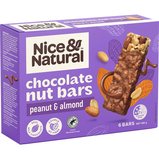 Choc Peanut & Almond Nut Bar featuring milk chocolate, almonds, and peanuts for a healthy, crunchy snack on-the-go.