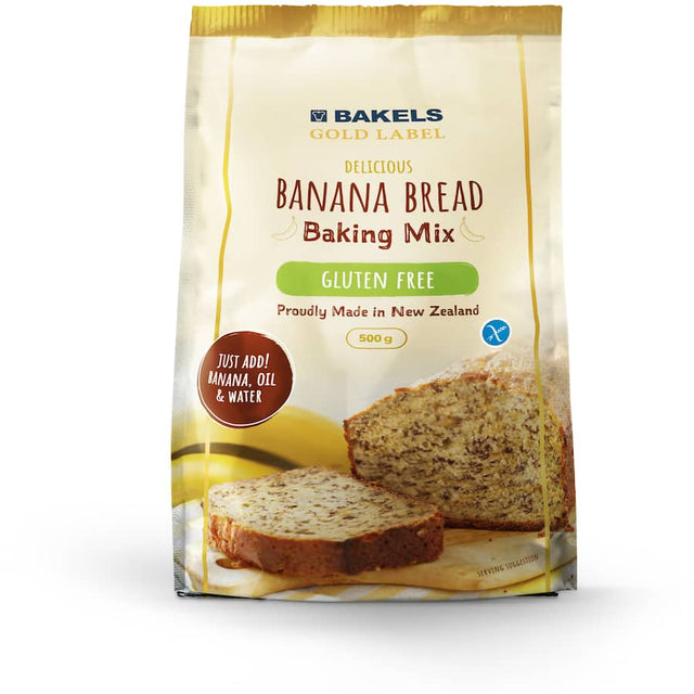 Gluten-free banana bread mix by Bakels, ideal for moist and flavorful treats without gluten. Perfect for any meal or snack.