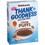 Hubbard's gluten-free Cocoa Puffs, light cocoa-coated puffed rice, dairy-free and soy-free breakfast option for everyone.