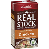 Campbells Real Stock Chicken Stock Liquid, 99% fat-free, enhances soups, risottos, and more with rich, authentic flavor.