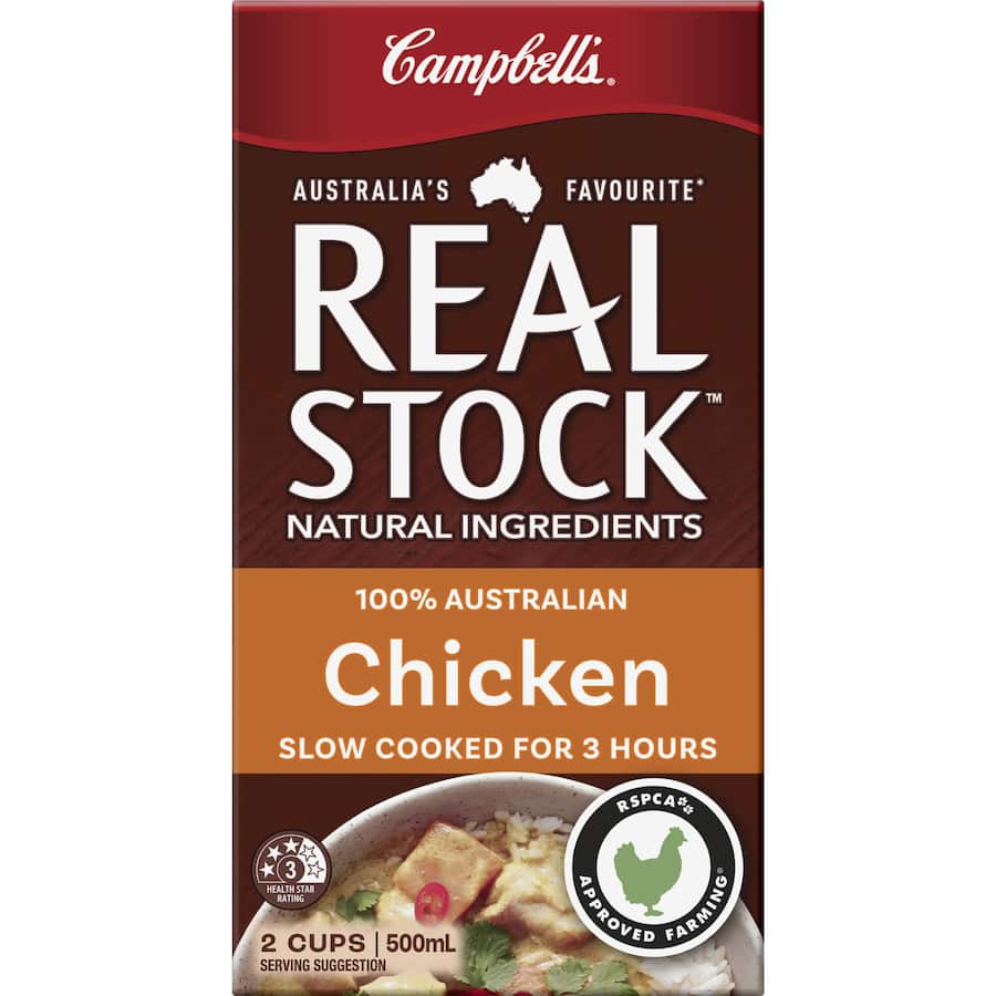 Campbells Real Stock Chicken Stock Liquid, perfect for enhancing soups, risottos, and stir-fries with rich, guilt-free flavor.