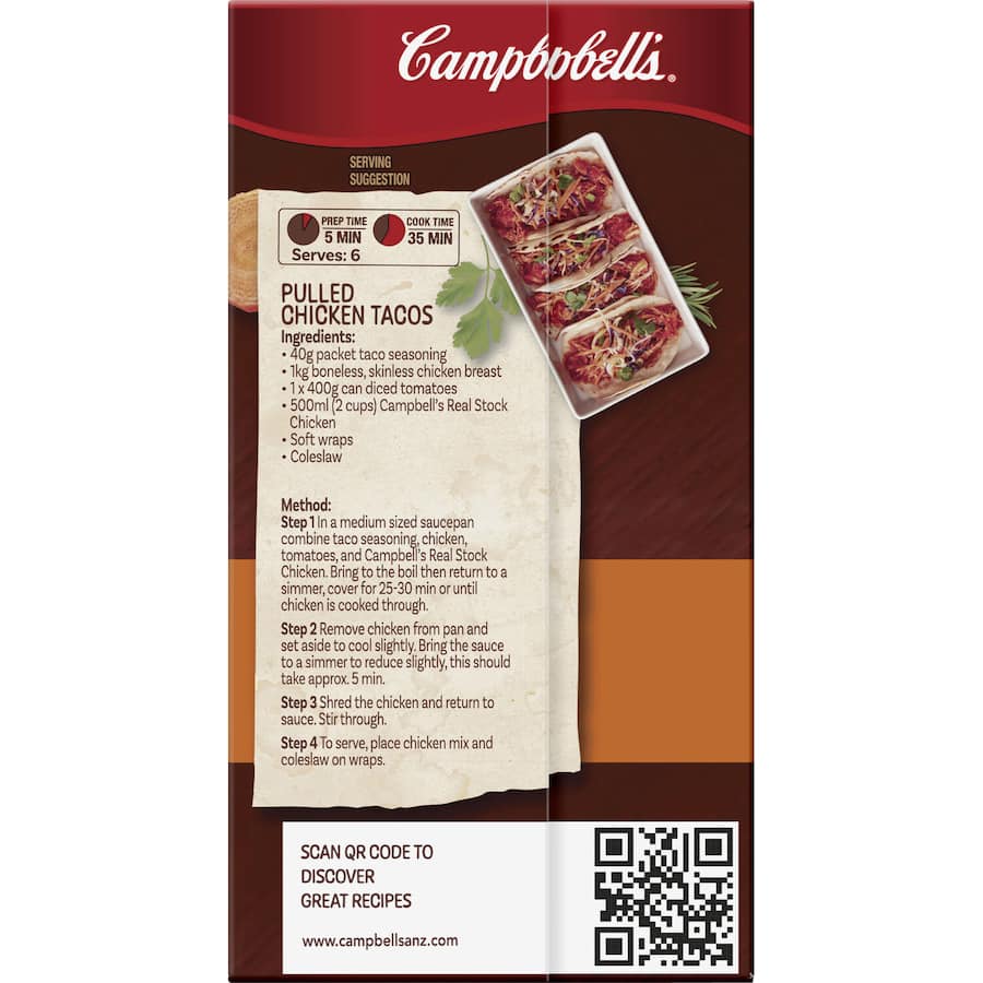 Campbell's Real Stock Chicken Stock Liquid enhances dishes with rich flavor, ideal for soups, risottos, and more. 99% fat-free.