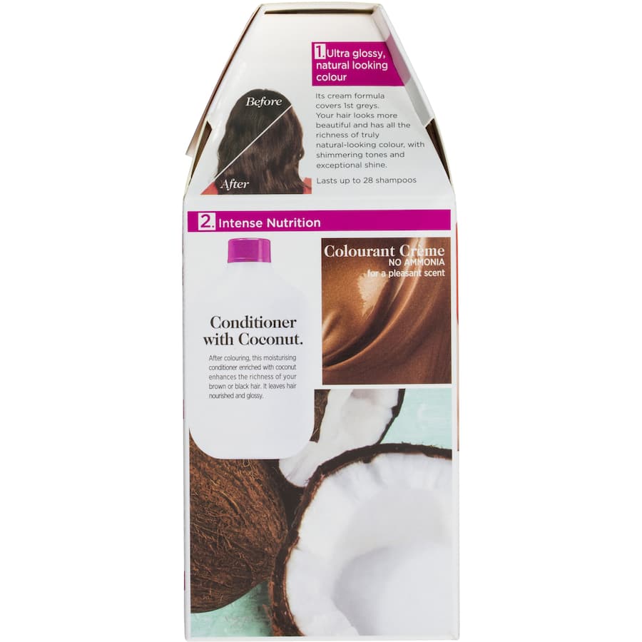 L'Oreal Paris Casting Hair Colour Crème in Chocolate Chestnut offers glossy color, nourishes hair, and covers greys without ammonia.