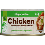 Woolworths Canned Chicken Mayonnaise, a protein-rich pantry staple, perfect for quick meals like sandwiches or toast.