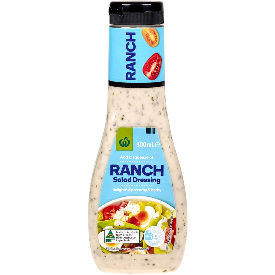 Creamy Woolworths Ranch Dressing with zesty herbs, perfect for salads, dips, marinades, and enhancing everyday meals.