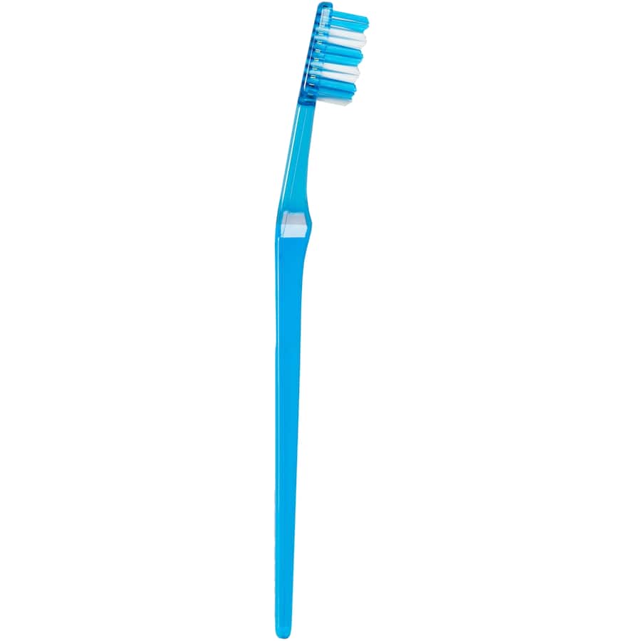 Soft toothbrush with multi-level bristles for effective plaque removal and gentle cleaning, ideal for sensitive gums.