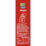 Ritz Mini Crackers Munching Cheese, bite-sized, buttery, flaky crackers with rich cheesy flavor, perfect for sharing and snacking.