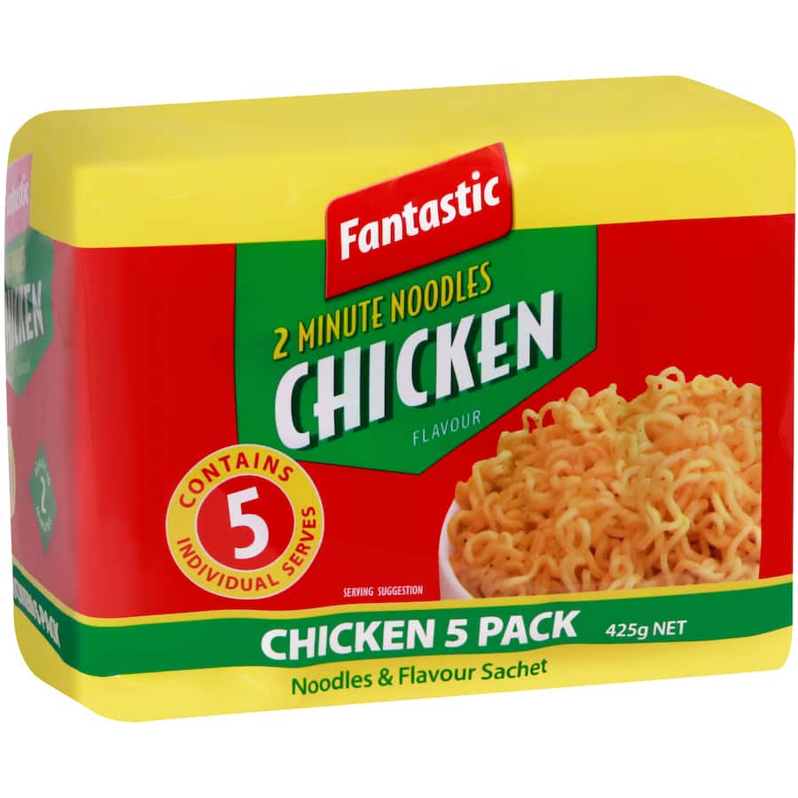 Fantastic 2 Minute Instant Noodles Chicken Multi Pack 5pk 425g