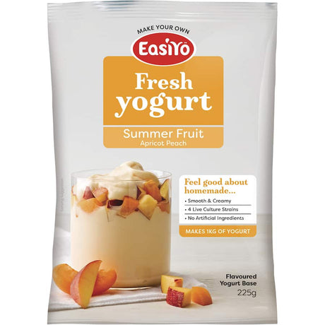 Easiyo Yoghurt Base Summer Fruits: A fruity blend for creamy homemade yogurt, packed with flavor and probiotics.