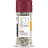 Masterfoods Lemon Pepper Seasoning in a glass shaker jar, a zesty citrus blend for enhancing flavors in dishes.