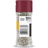 Masterfoods Lemon Pepper Seasoning in a glass shaker jar, perfect for adding zesty citrus and peppery heat to dishes.