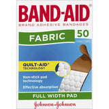 Flex Fabric Band Aid Plasters with non-stick pads, advanced Quilt-Aid tech, and full-width coverage for active lifestyles.