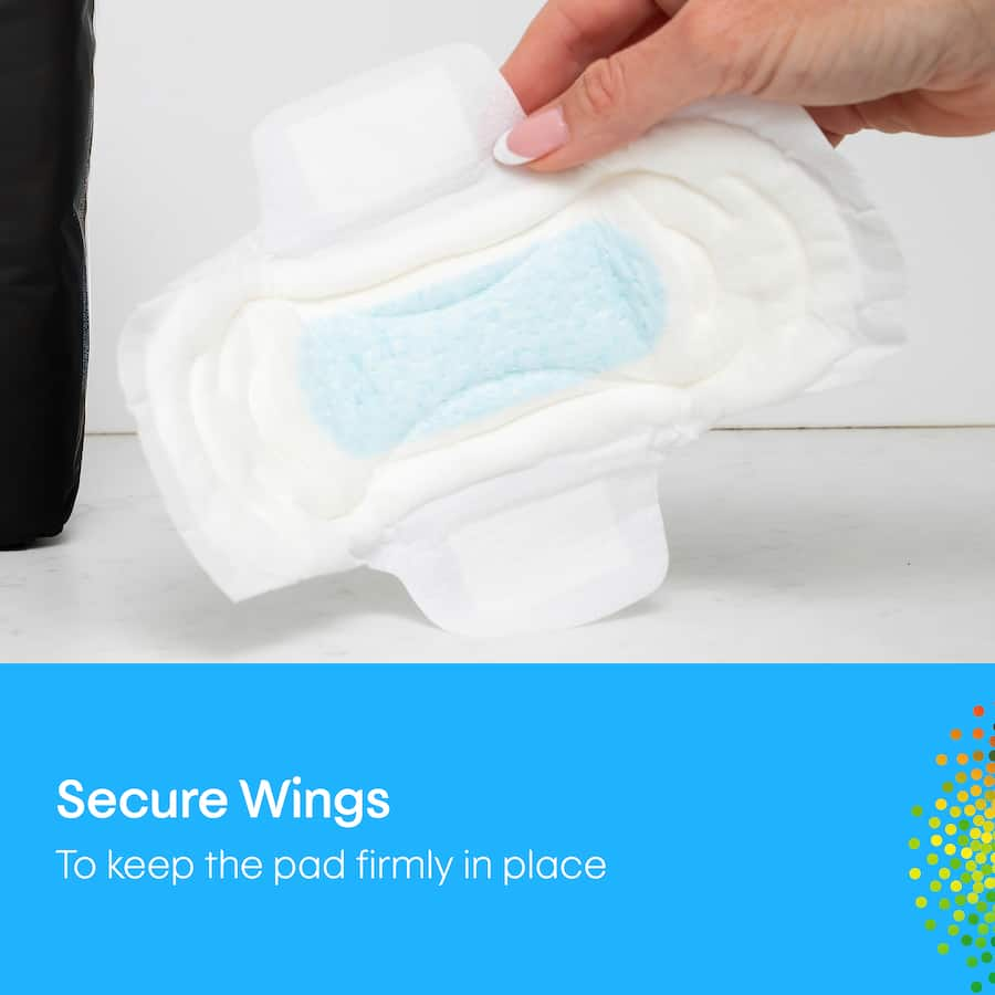 U By Kotex Maximum Protection Pads with wings for heavy flow, featuring a fast-absorbing core and soft, comfortable cover.