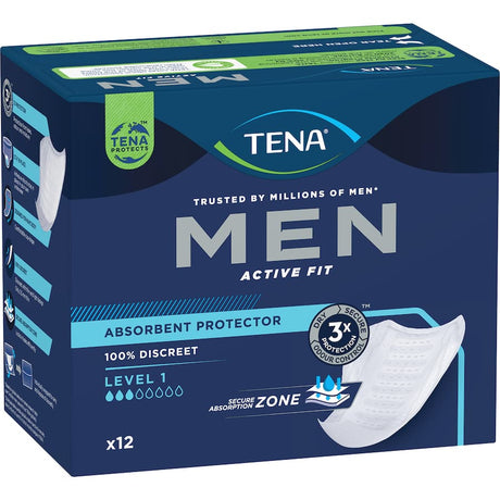 Tena Men Discreet Protection pads provide light leak protection with a slim, comfortable design for active men.