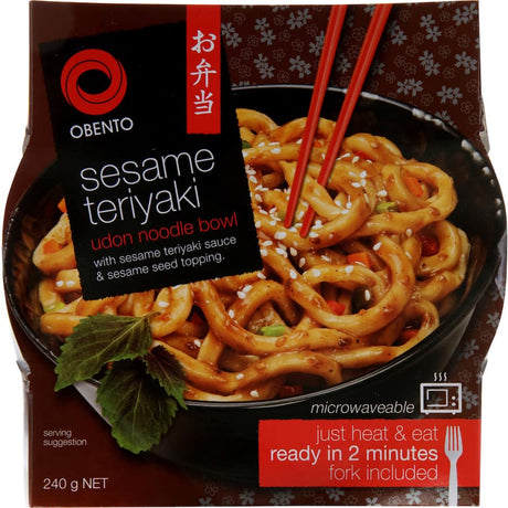 Obento Bowl Instant Noodles featuring savory sesame teriyaki flavors, perfect for a quick and delicious meal.