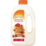 Edmonds Shaker Pancake Mix Batter in a container, perfect for light and fluffy pancakes, just add water and shake.