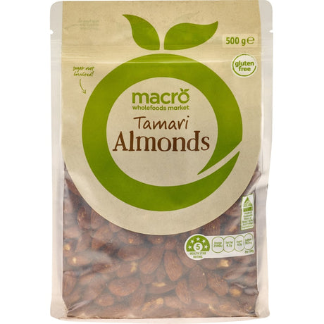 Crunchy tamari almonds packed with protein and fiber, perfect for nutritious snacking on the go. Gluten-free delight!