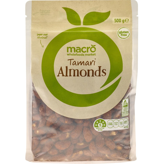 Crunchy tamari almonds packed with protein and fiber, perfect for nutritious snacking on the go. Gluten-free delight!