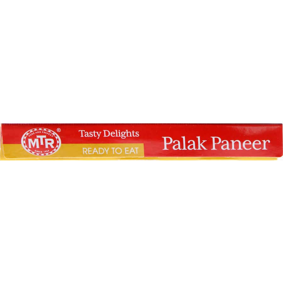 Mtr Indian Palak Paneer, a gluten-free, ready-to-eat vegetarian dish featuring spinach and creamy paneer in aromatic spices.