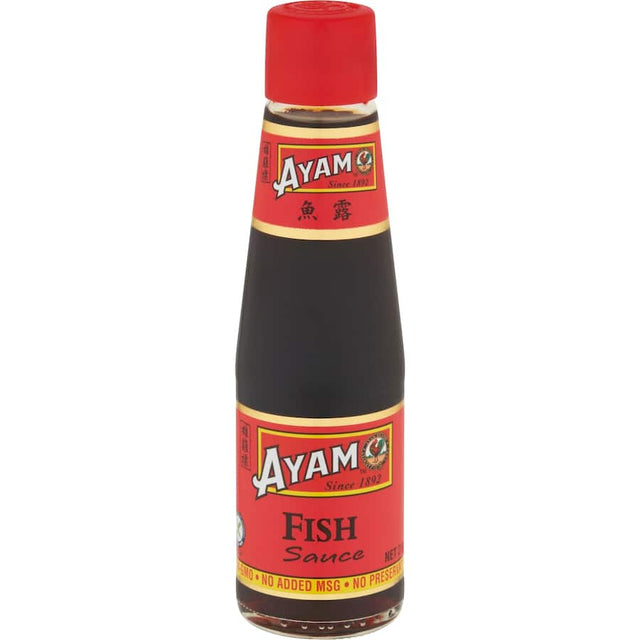 Ayam Fish Sauce bottle, featuring premium-grade umami seasoning for enhancing Asian dishes and marinades.