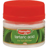 Premium Hansells Tartaric Acid for flawless baking, stabilizing egg whites, and enhancing desserts with airy perfection.