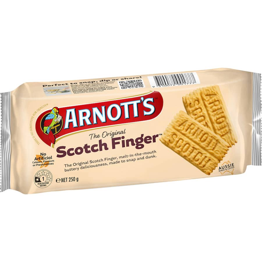 Buttery Arnotts Plain Scotch Fingers, perfect for pairing with tea or coffee, featuring a crumbly texture and classic flavor.