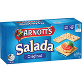 Plain crackers that snap into four pieces, perfect for snacks, meals, or topping with cheese, meats, and spreads.