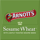 Crisp Arnotts Sesame Wheat Crackers, made with nutty sesame seeds, perfect for healthy snacking or entertaining.