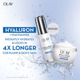 Olay Luminous Gel Moisturiser with Hyaluron and Niacinamide provides instant hydration for a dewy, radiant complexion.