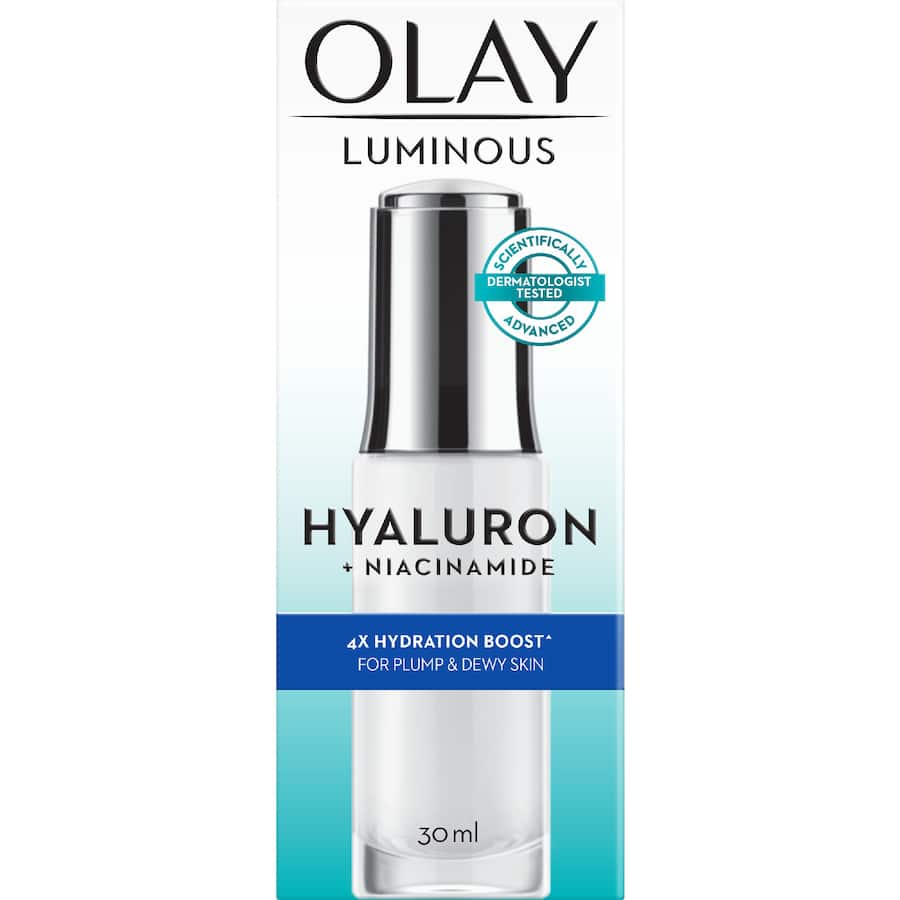 Olay Luminous Gel Serum features Hyaluron and Niacinamide for instant hydration, making skin plump, dewy, and radiant.