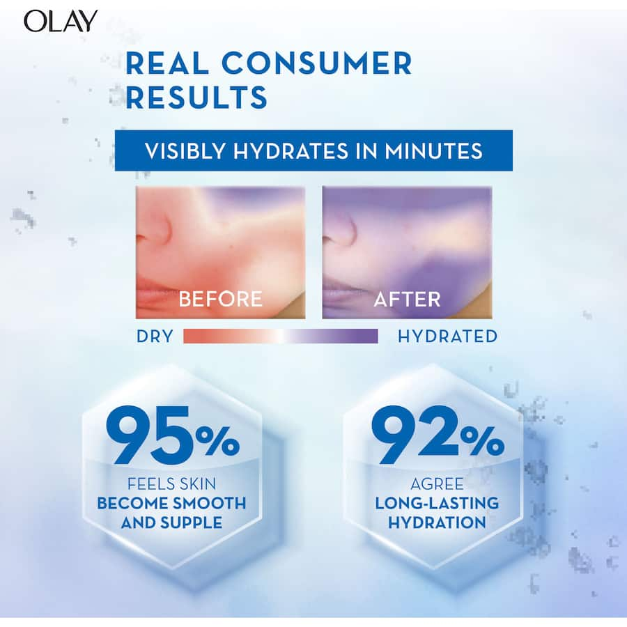 Olay Luminous Gel Serum featuring Hyaluron and Niacinamide for deep hydration, plump skin, and enhanced luminosity.