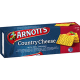 Crunchy Arnotts Crackers infused with rich farmhouse cheese flavor, perfect for pairing with dips or enjoying solo.