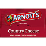 Crunchy Arnotts Crackers infused with rich farmhouse cheese flavor, perfect for dips, cheeses, and snacking.