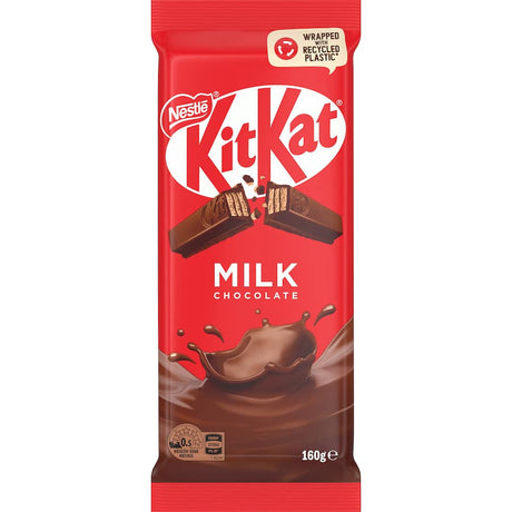 Nestle Chocolate Kit Kat Milk block featuring creamy milk chocolate and crispy wafers, made with sustainable cocoa.