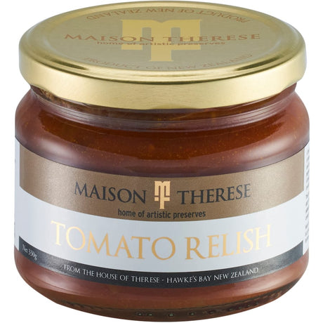 Thick tomato relish with onions and spices, offering a mild peppery taste, perfect for elevating dishes and sandwiches.