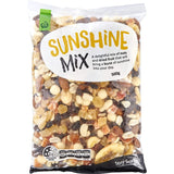 Colorful Woolworths Snack Mix with peanuts, almonds, banana chips, and dried fruits, perfect for healthy snacking on-the-go.