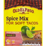 Old El Paso Mexican Crispy Chicken Seasoning packet showcasing a blend of spices for flavorful chicken, pork, and lamb dishes.