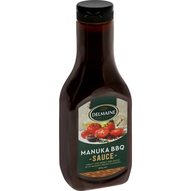 Delmaine BBQ Sauce Smoked Manuka: a smoky, sweet kiwi twist for meats, burgers, and dipping, enhancing every grilled dish.