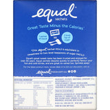 Equal Sugar Substitute Sachets: low-calorie sweetener with aspartame, perfect for beverages and recipes, equals 2 teaspoons of sweetness.