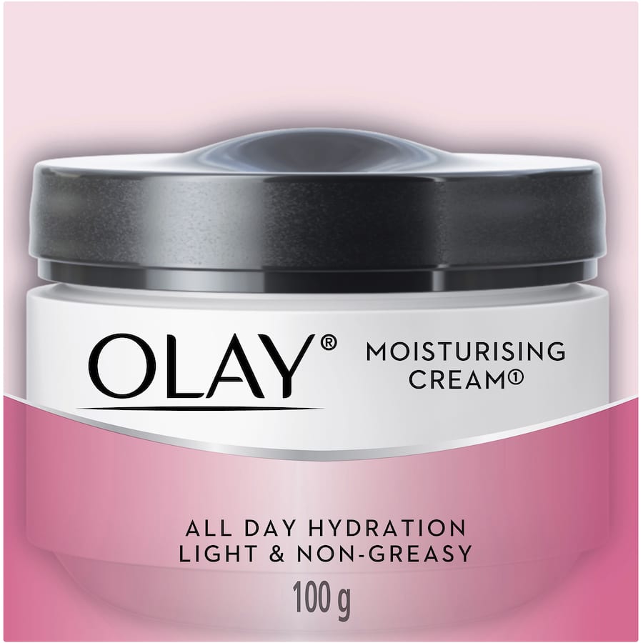 Olay Moisturising Cream for all-day hydration, lightweight, non-greasy, and suitable for all skin types.