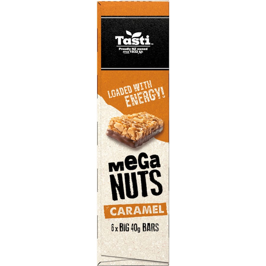 Tasti Mega Nuts Nut Bars Caramel - chewy nut bars packed with protein and caramel flavor, perfect for healthy snacking on the go.