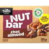 Tasti Nut Bars Choc Almond: chocolate-coated bars with crunchy almonds, packed with protein and no artificial additives.