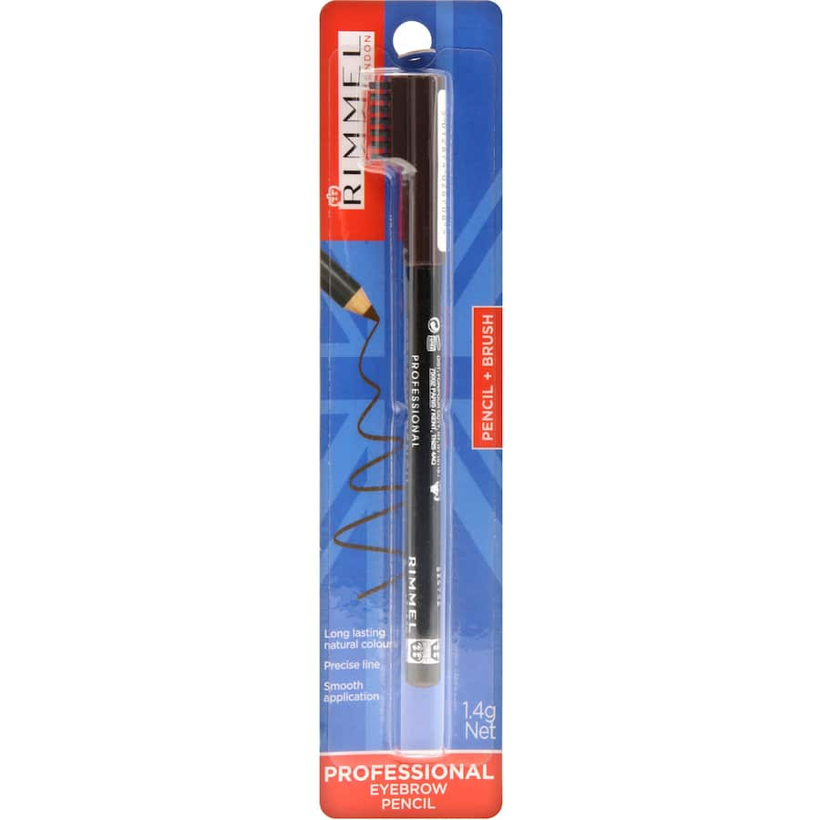 Rimmel Dark Brown Eyebrow Pencil for shaping, filling, and refining brows with a smooth, creamy texture for easy application.