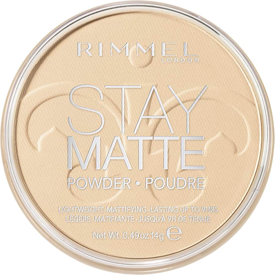 Lightweight Rimmel Pressed Powder Matte Transparent for shine control, pore minimization, and a flawless, matte finish.