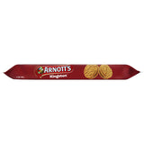 A pack of Arnott's Creme Filled Kingston Creams featuring crunchy coconut-oat biscuits with smooth chocolate cream filling.