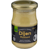 Vibrant Woolworths Dijon mustard in a 200g jar, ideal for enhancing dressings, sauces, and gourmet meals.