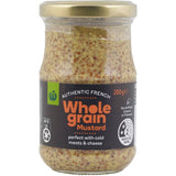 Woolworths Wholegrain Mustard in a 200g jar, showcasing its rich texture and flavor, perfect for enhancing dishes.