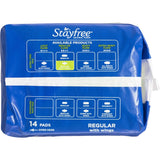 Stayfree Ultra Thin Pads Regular with Wings: ultra-thin, flexible layers for comfort, advanced leakage protection, and odour control.