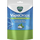 Vicks Vapodrops Lozenges Menthol offer rapid relief for sore throats and blocked noses, infused with soothing menthol.