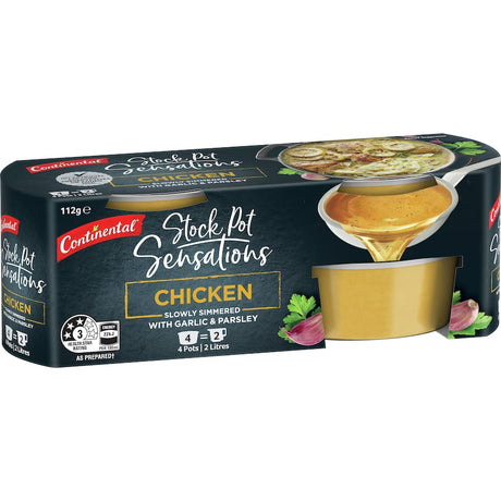 Rich and concentrated chicken stock pot for flavorful soups, stews, and casseroles, made with quality ingredients.